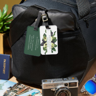 Avocado Blossoms Dark Green Rustic Fruit Luggage Tag