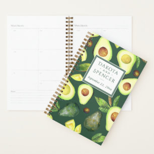 Avocado Blossoms   Dark Green Rustic Fruit Pattern Planner