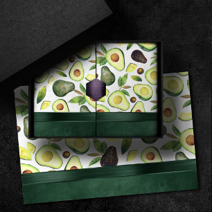 Avocado Blossoms   Dark Green Rustic Fruit Pattern Tissue Paper