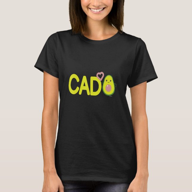 Avocado Cado Vegan Couple 1 Heart T-Shirt (Front)