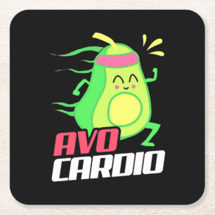 Avocado Cardio Exercise Square Paper Coaster