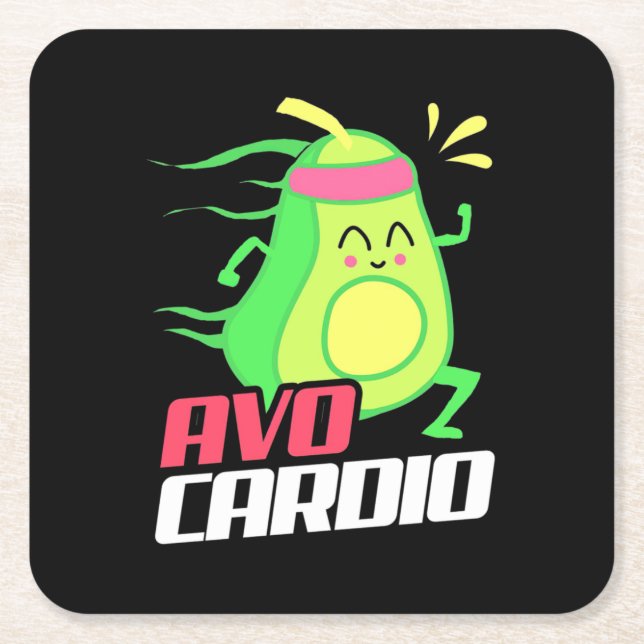 Avocado Cardio Exercise Square Paper Coaster (Front)