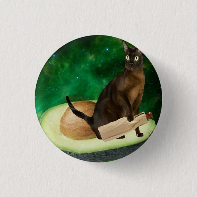 avocado cat 3 cm round badge (Front)