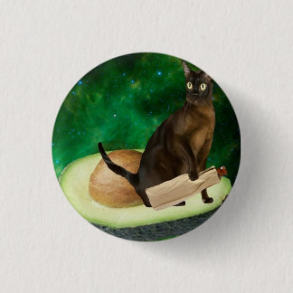 avocado cat 3 cm round badge