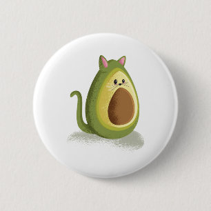 Avocado Cat 6 Cm Round Badge