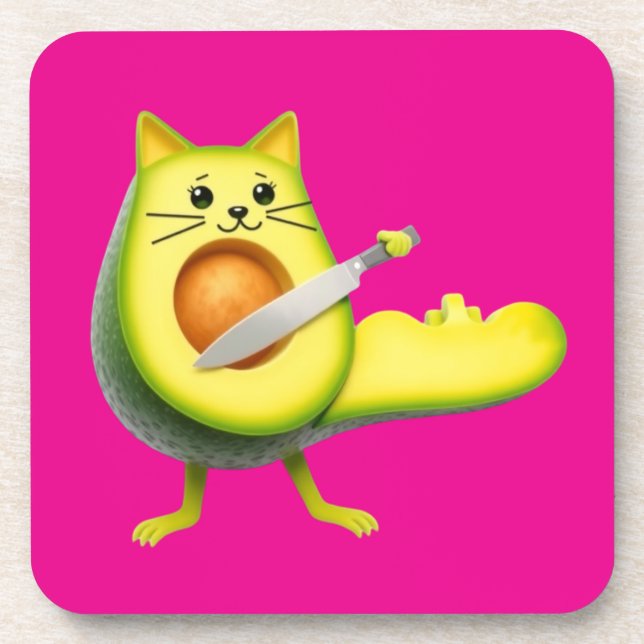  avocado cat kitty coaster (Front)