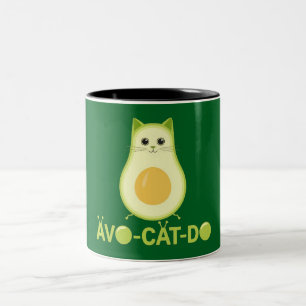 avocado cat kitty Two-Tone coffee mug