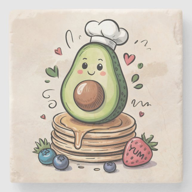Avocado Chef Stone Coaster (Front)