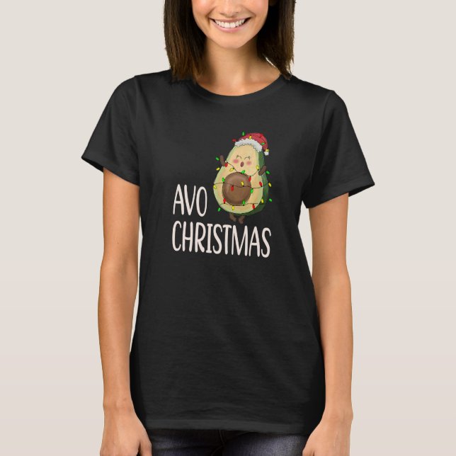 Avocado Christmas  Avo Merry Christmas Santa Hat V T-Shirt (Front)