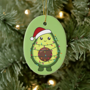 Avocado Christmas Lights Funny Avocados Adult Clot Ceramic Ornament