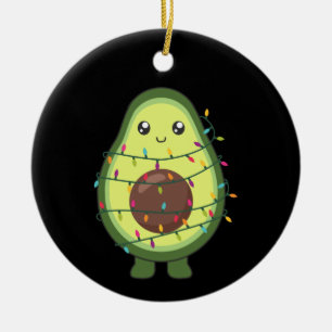 Avocado Christmas Lights Funny Avocados Adult Clot Ceramic Ornament