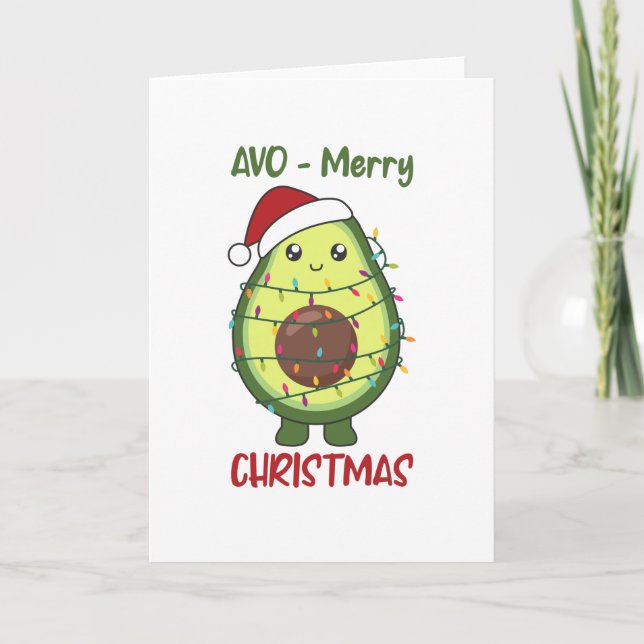 Avocado Christmas Lights Funny Avocados Card (Front)