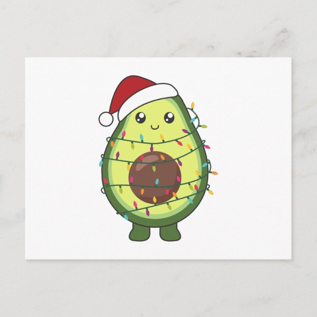 Avocado Christmas Lights Funny Avocados Postcard (Front)