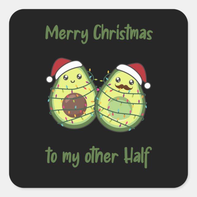 Avocado Christmas Lights Funny Avocados Square Sticker (Front)