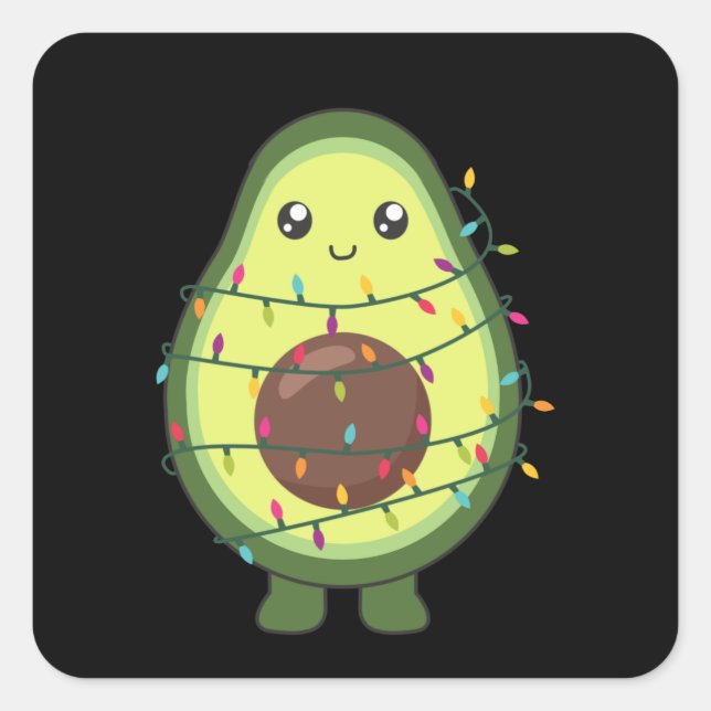 Avocado Christmas Lights Funny Avocados Square Sticker (Front)