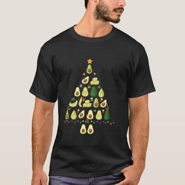 Avocado Christmas Tree Funny Ugly Christmas Sweate T-Shirt (Front)