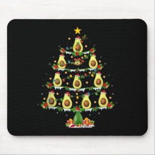 Avocado Christmas Tree Lights Funny Avocado Xmas T Mouse Pad