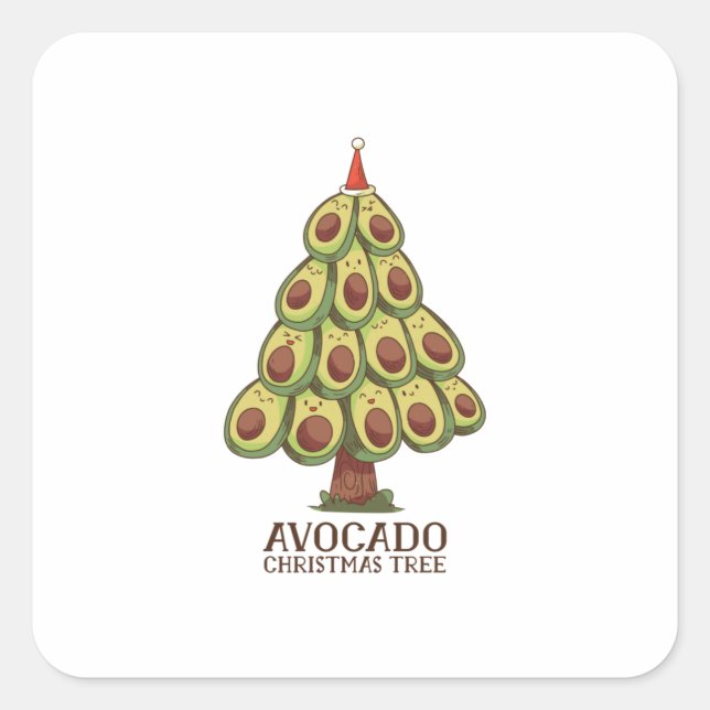 Avocado christmas tree square sticker (Front)