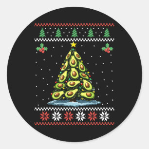 Avocado Christmas Tree Ugly Christmas Sweater Xmas Classic Round Sticker