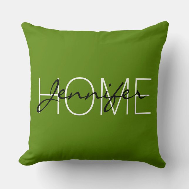 Avocado colour home monogram cushion (Front)