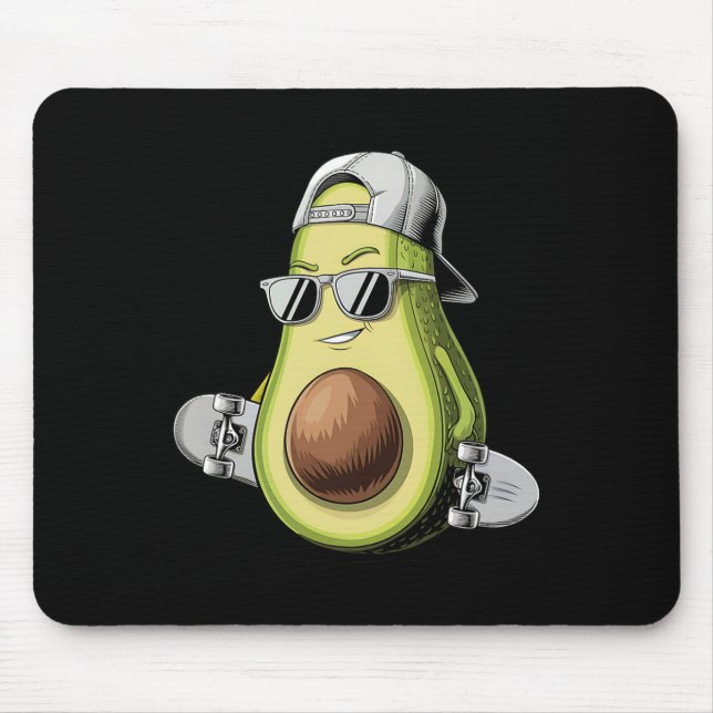 Avocado Cool Skateboarding Avocado With Cap  Mouse Pad (Front)