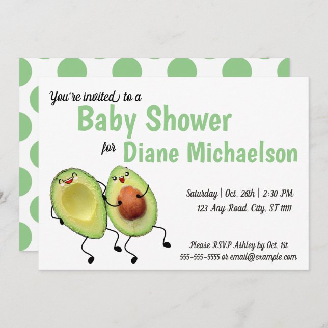 Avocado Couple Baby Shower Invitation (Front/Back)