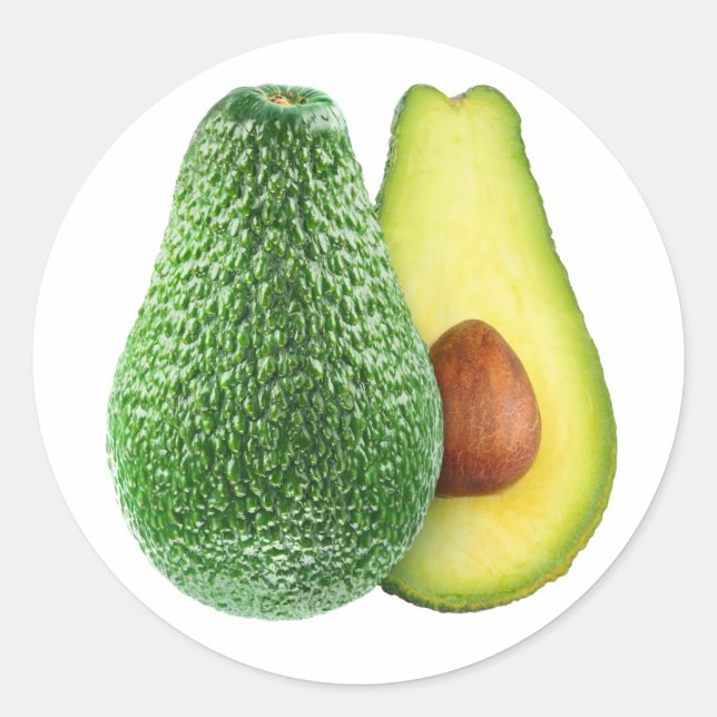 Avocado cut in halves classic round sticker (Front)
