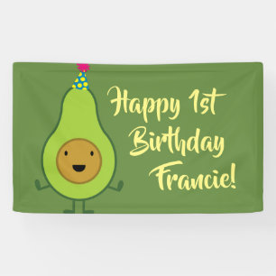 Avocado Cute 1st Birthday Party Banner Decor