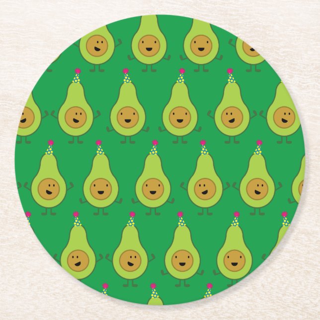 Avocado Cute 1st Birthday Party Coasters (Front)