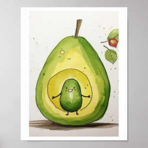 Avocado, cute baby avocado design poster