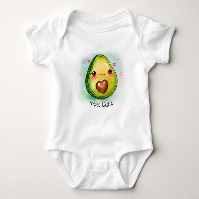 Avocado Cutie with Your Text -  Baby Bodysuit (Front)