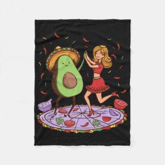 Avocado Dancing Salsa Cinco De Mayo Mexican Avocad Fleece Blanket
