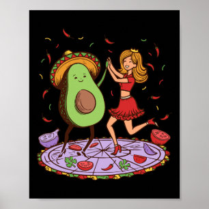 Avocado Dancing Salsa Cinco De Mayo Mexican Avocad Poster