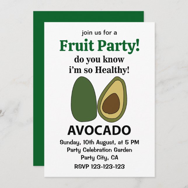 Avocado Do You Know I'm So Healthy Avocado Invitation (Front/Back)
