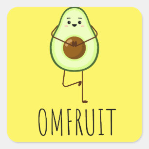 Avocado Doing Yoga Square Sticker