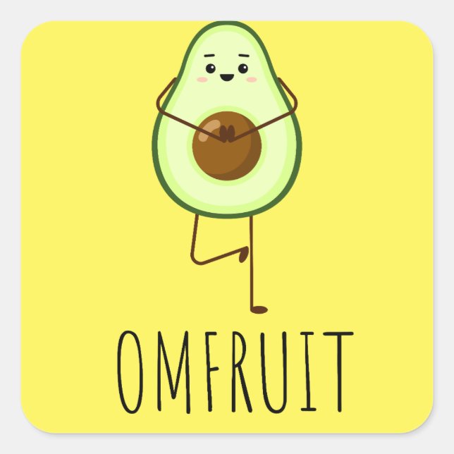 Avocado Doing Yoga Square Sticker (Front)