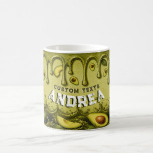 Avocado Drip Retro Favor Earthy Light Green Name Coffee Mug