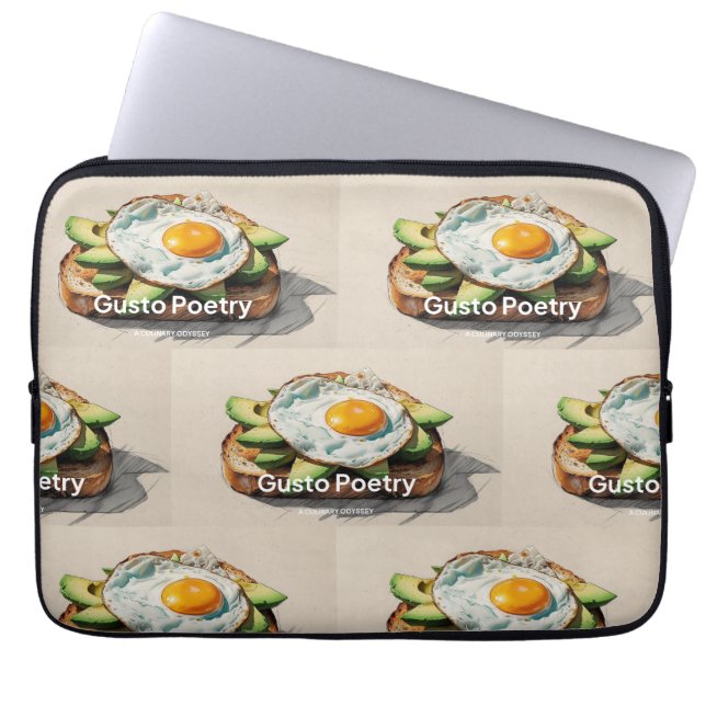 Avocado & Egg Toast Gusto Poetry Laptop Sleeve (Front)