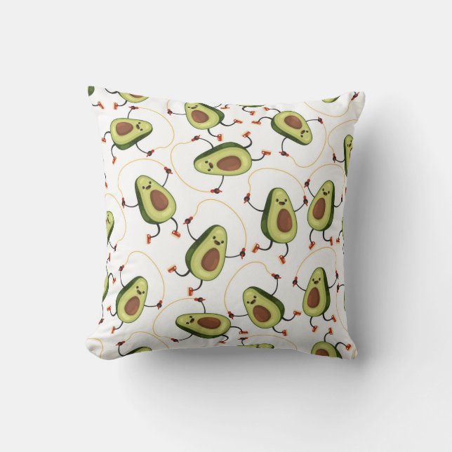 Avocado Fitness: Cute Vintage Pattern Cushion (Front)