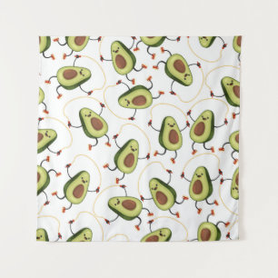 Avocado Fitness: Cute Vintage Pattern Tapestry
