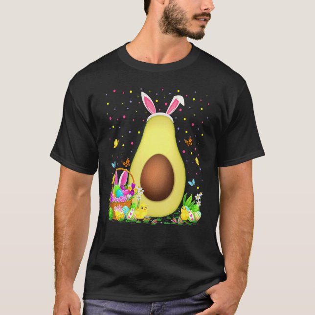 Avocado Fruit Easter Egg Hunt Bunny Avocado Easter T-Shirt (Front)