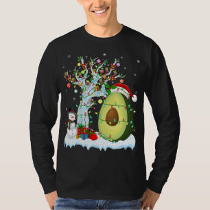 Avocado Fruit Xmas Tree Lighting Santa Hat Avocado T-Shirt