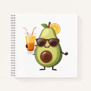 Avocado Fun Cheerful Vacation Tropical Drink Fruit Notebook