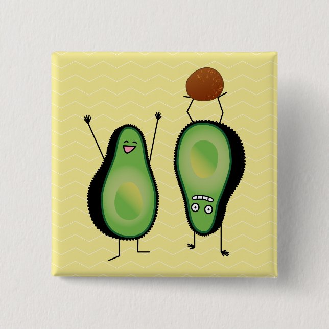 Avocado funny cheering handstand green pit 15 cm square badge (Front)