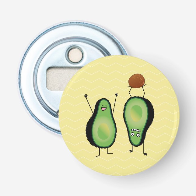 Avocado funny cheering handstand green pit bottle opener (Front)