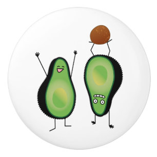 Avocado funny cheering handstand green pit ceramic knob