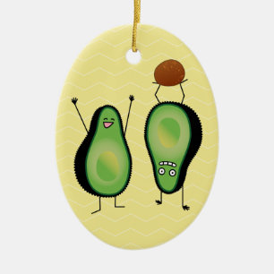 Avocado funny cheering handstand green pit ceramic tree decoration