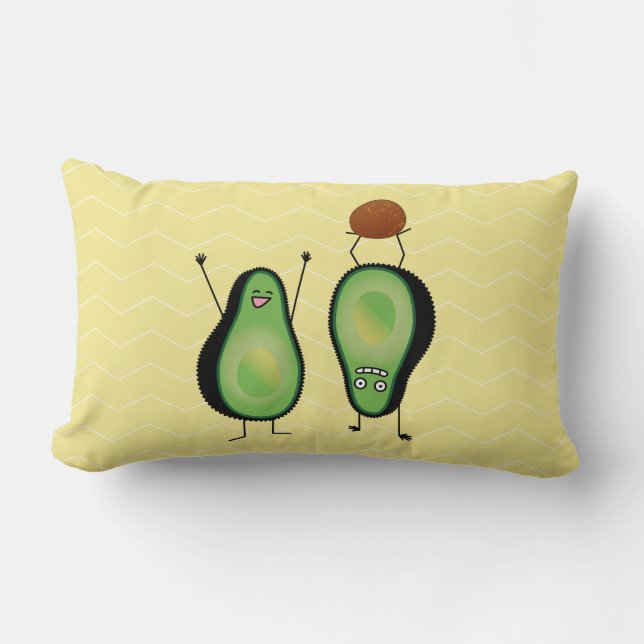 Avocado funny cheering handstand green pit lumbar cushion (Front)