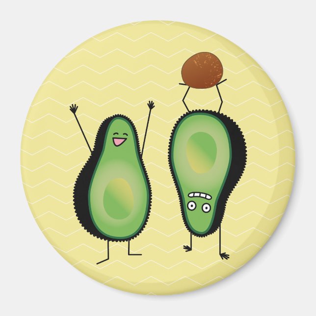 Avocado funny cheering handstand green pit magnet (Front)