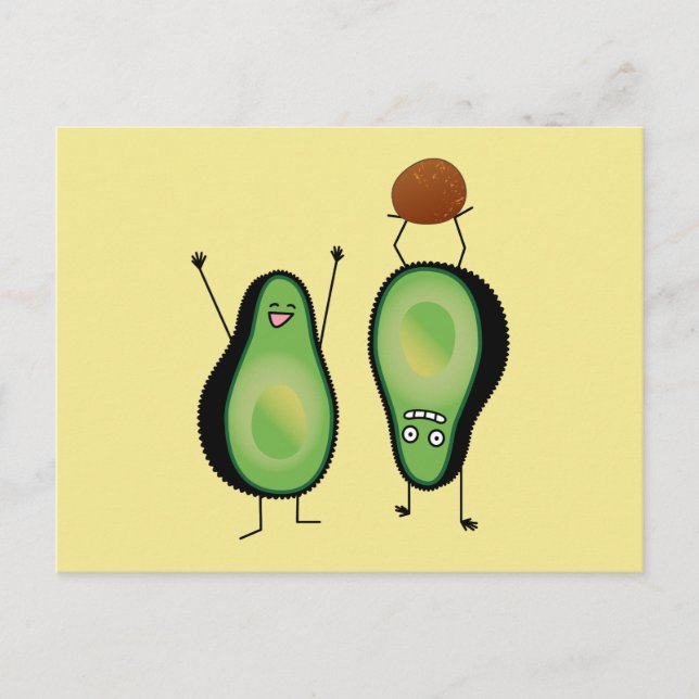 Avocado funny cheering handstand green pit postcard (Front)